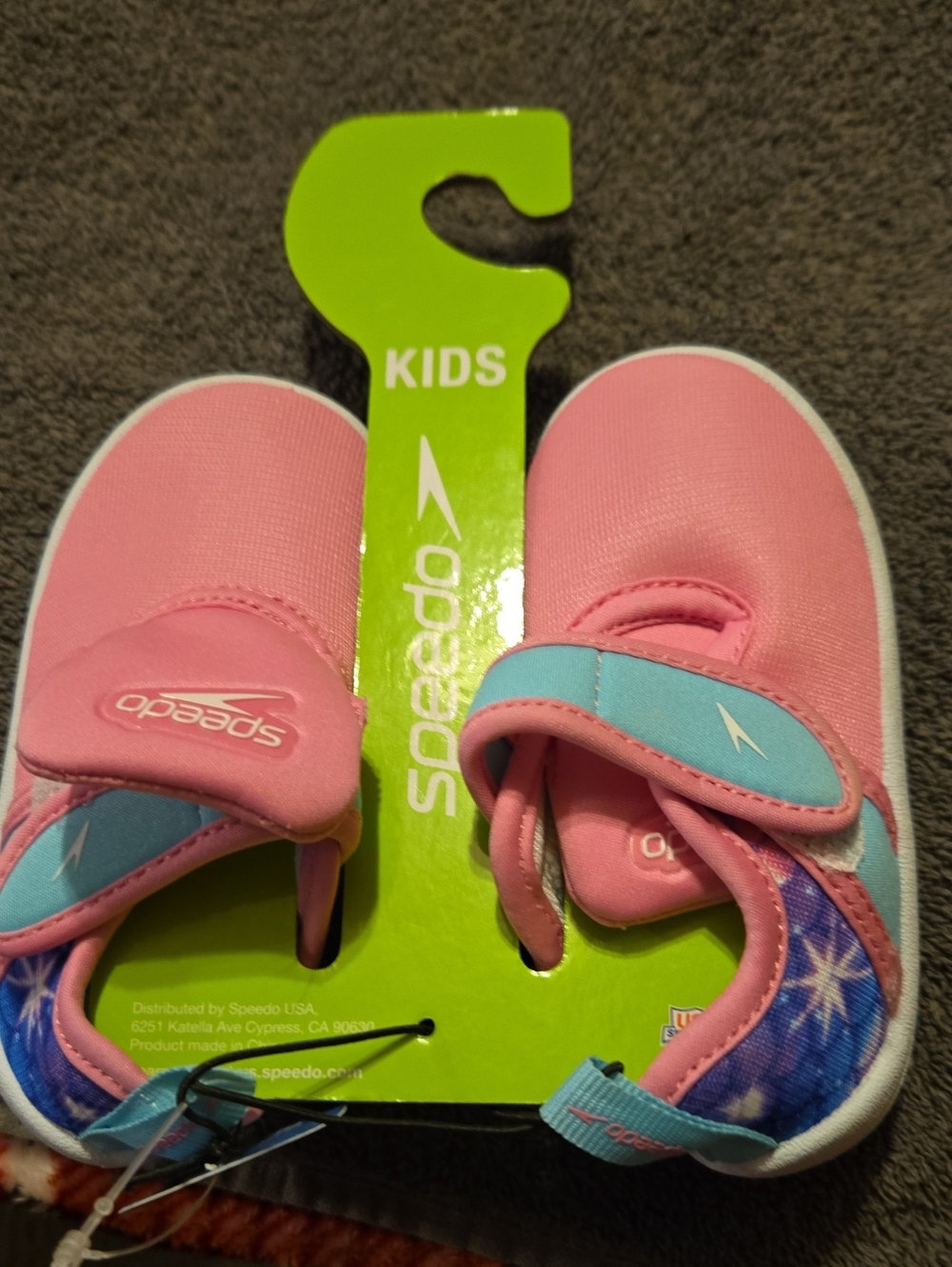 Speedo Kids Pink Water Shoes with Light Blue Strap and Purple Star Trim #455